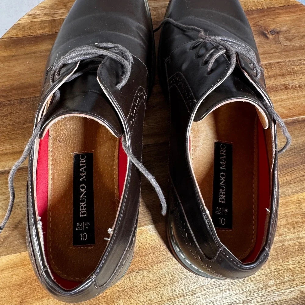 Bruno Marc Prince-16 Mens Dark Brown Derby Dress Shoes Size‎ 10 Brogue Detail